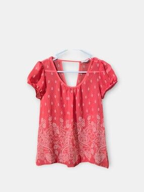 Blue Pepper Coral Short-Sleeve Scoop Neck Printed Women’s Top Cap Sleeves